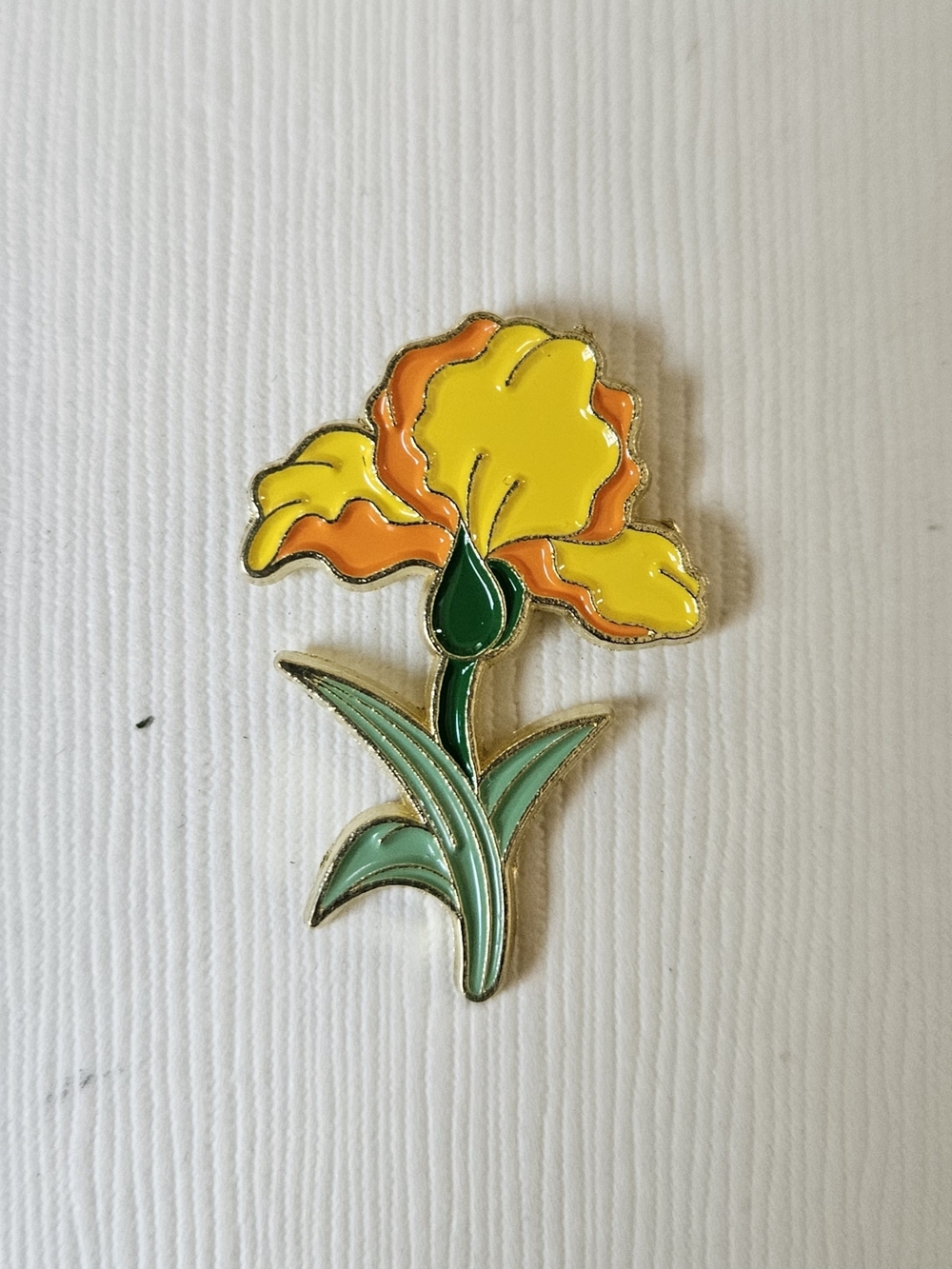 Iris Flower Enamel Pin 4 For $20 Yellow & Orange